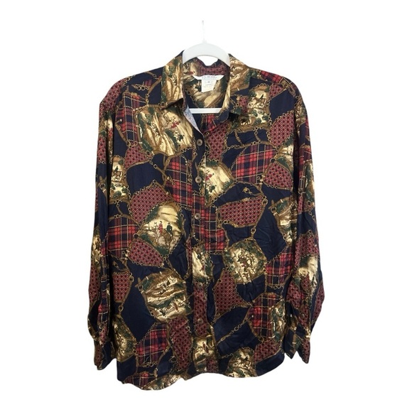 J.G. Hook Collection Vintage Equestrian Western Button Down Blouse Size 12 EF2 - Picture 1 of 5